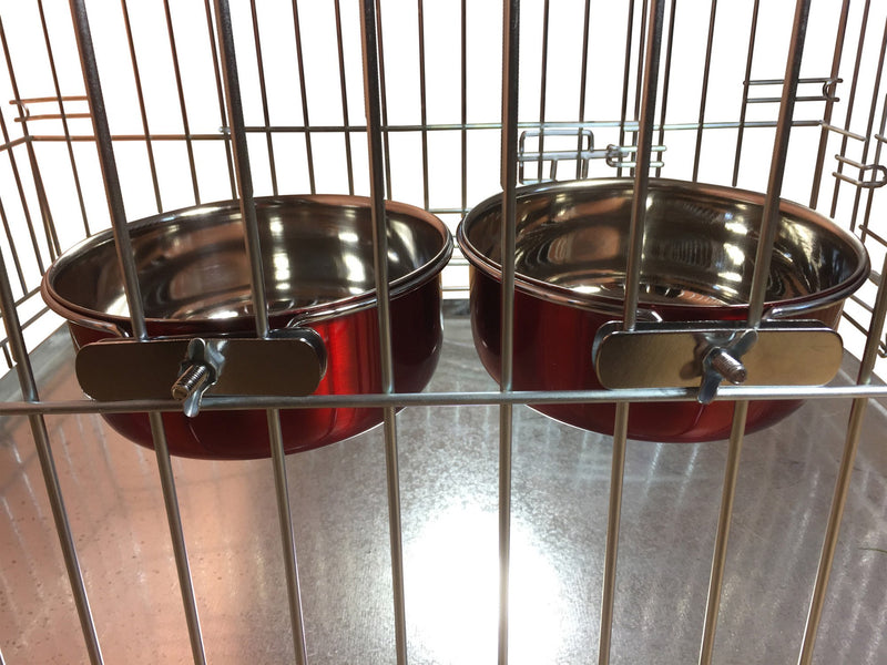 Ellie-Bo Pair of Dog Bowls For Crates, Cages or Pens and 3 Sizes (0.9Ltr Medium, Red) - PawsPlanet Australia