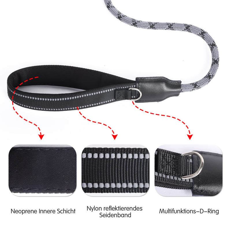 Lollanda Short Dog Lead for Medium Large Dogs, Nylon Dog Lead, 80 cm Training Lead, Dog Lead with Padded Handle, Short Lead Dog Rope, Reflective Dog Lead (Black) Black - PawsPlanet Australia