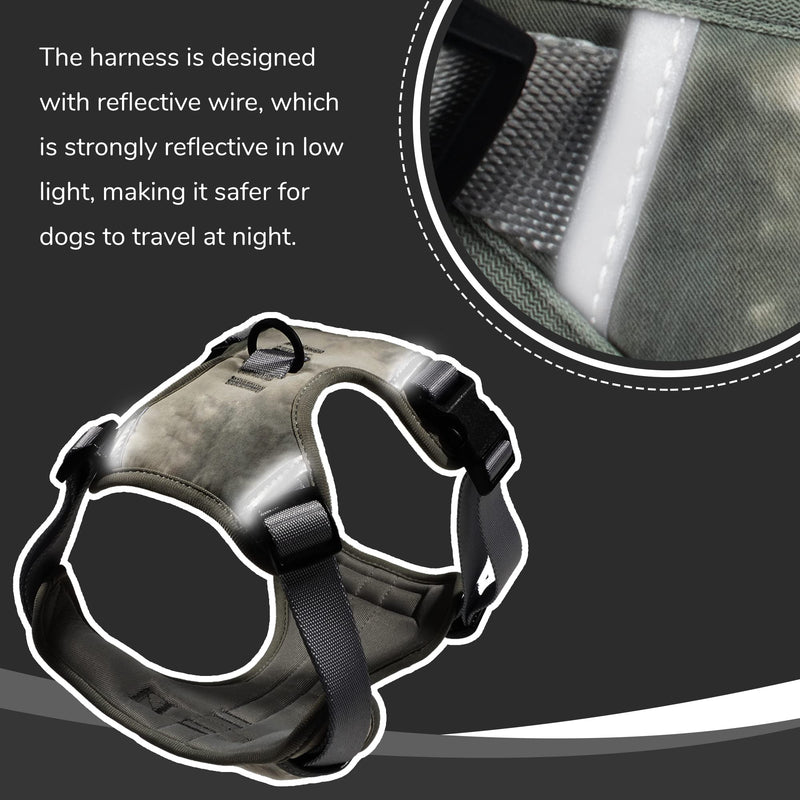 Pawhuggies All Weather Mesh, Reflective Adjustable Step-in Dog Vest Harness with Front & Back 2 Leash Hooks Camo Tie Dye Grey Large - PawsPlanet Australia
