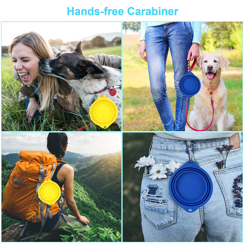 Collapsible Dog Bowl, 2 Pack Portable Travel Dog Bowls, 25oz Fodable Silicone Bowls for Dogs Cats, Depets Collapsible Pet Feeding Watering Dish with 2 Carabiners - PawsPlanet Australia