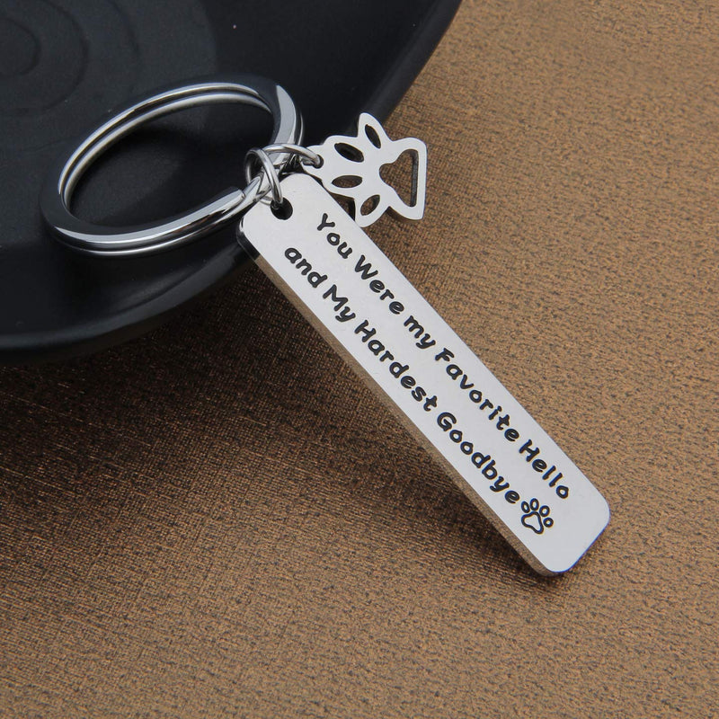 [Australia] - LQRI Pet Memorial Jewelry You are My Favorite Hello My Hardest Goodbye Keychain Loss Pet Gift in Memory Beloved Dog Cat (Silver) 