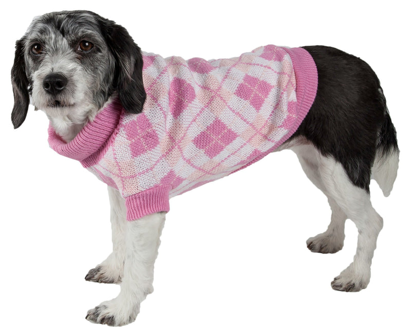 [Australia] - Argyle Style Ribbed Fashion Pet Sweater Pink Argyle Medium 