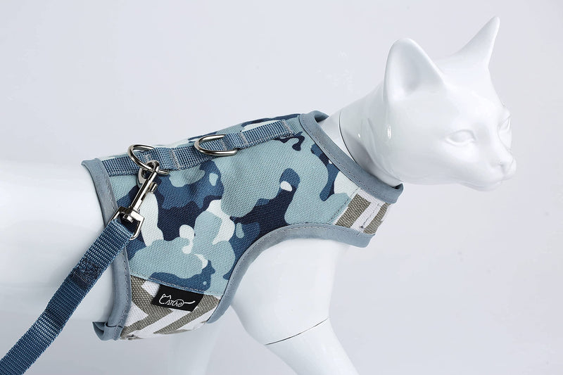Yizhi Miaow Escape Proof Kitten Harness with Leash X-Small, Adjustable Kitten Walking Jackets, Padded Kitten Vest Grey Camo - PawsPlanet Australia