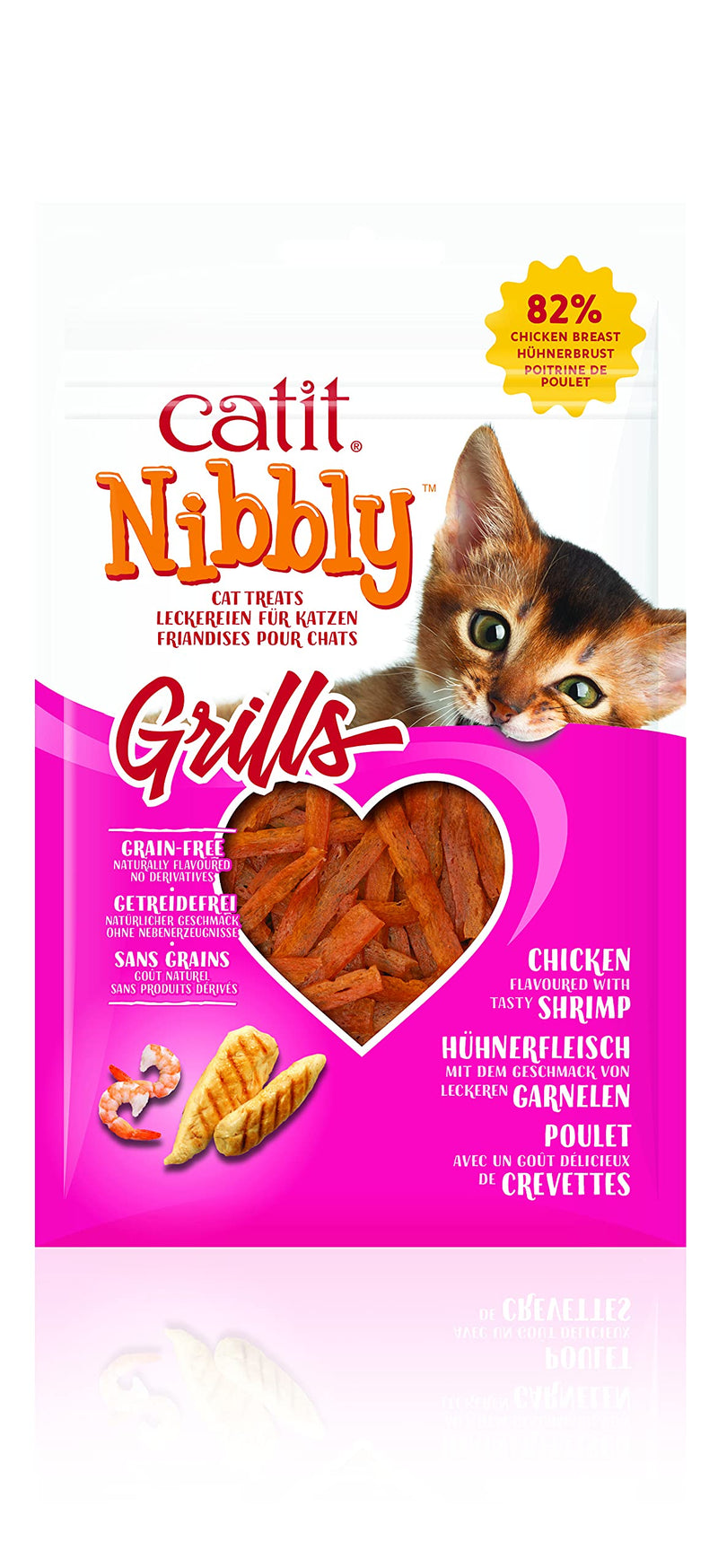 Catit Nibbly Grills, chicken and shrimp chew strips, for cats, 30g - PawsPlanet Australia