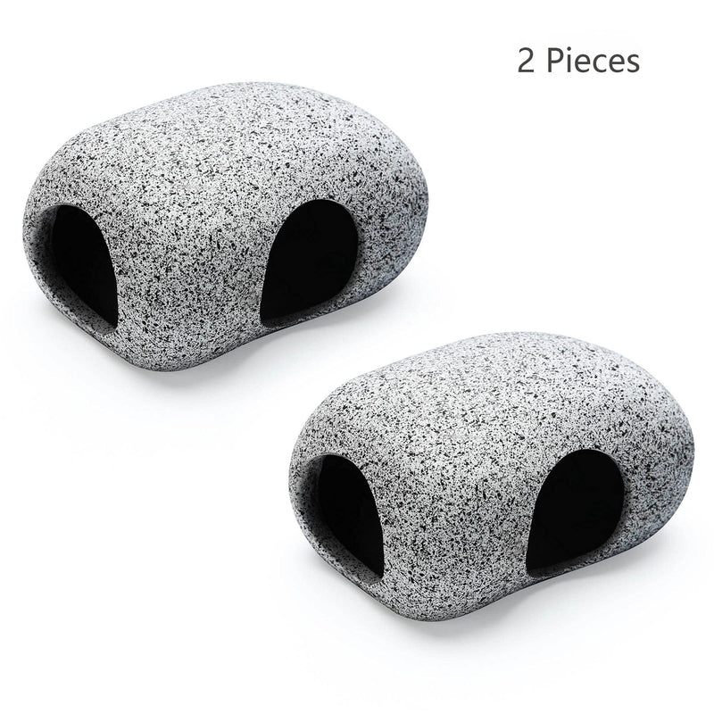 SpringSmart Aquarium Hideaway Rocks for Aquatic Pets to Breed, Play and Rest, Safe and Non-Toxic Ceramic Fish Tank Ornaments, Small Decor Rocks for Betta (3.7"x2.7"x2"(2 pcs)) 3.7"x2.7"x2"(2 pcs) - PawsPlanet Australia