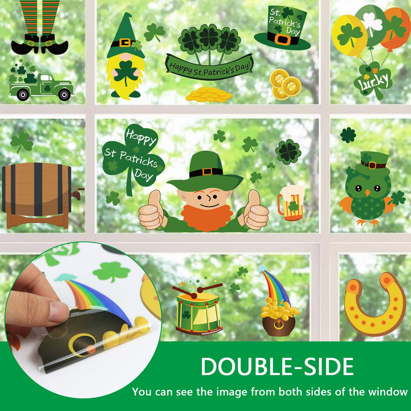Tifeson St. Patrick's Day Window Clings Decorations - 74 PCS Shamrock Clover Leprechaun Static Window Sticker Decals for Lucky Day Home Office Decor - Saint Patrick's Day Irish Party Decorations - PawsPlanet Australia