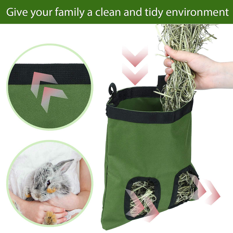 2 Pieces Rabbit Hay Feeder Bag Guinea Pig Hay Bag Small Animal Hay Feeder Bag Hanging Feeder Sack Storage with 2 Holes for Rabbit Guinea Pig Chinchilla Hamsters Small Pets Black, Green - PawsPlanet Australia