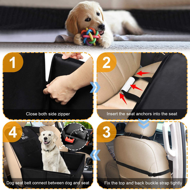 Wimypet Dog Car Seat with Seat Belt, 3 in1 Dog Booster Seat Cover Protector Waterproof Front Coverage/Small Basket Hammock, Pet Car Seat Carrier Basket with Mesh Pocket Sturdy Wall B-Normal-M - PawsPlanet Australia