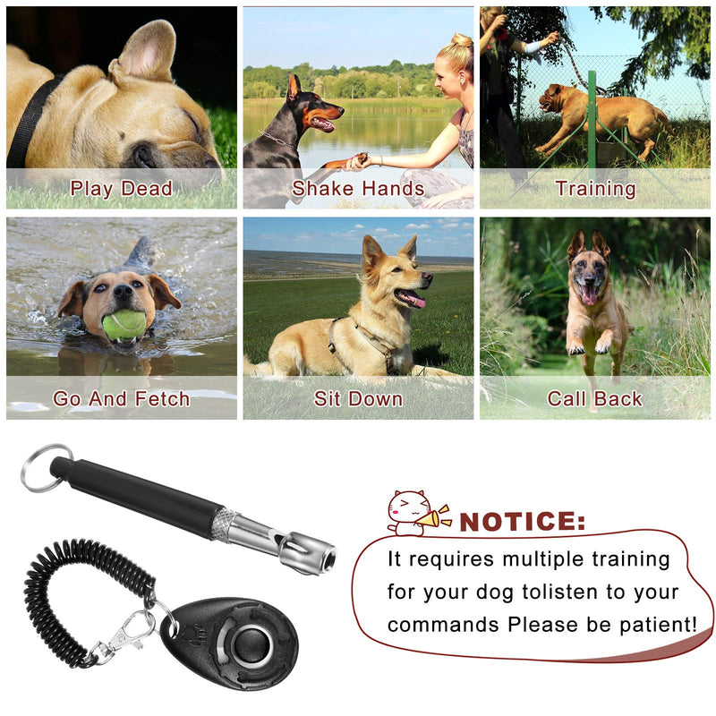 [Australia] - Frienda 2 Sets Dog Training Kits Dog Whistle to Stop Barking with Lanyard Dog Training Clicker with Wrist Strap Silent Dog Bark Control Whistle for Dogs (Black and Blue) 