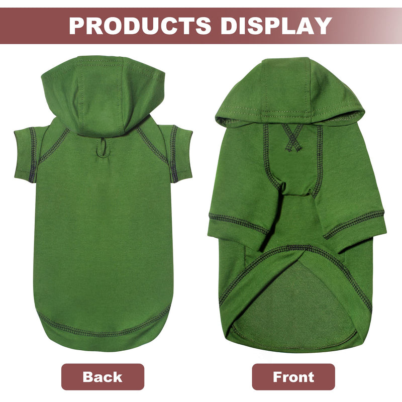 Kickred Basic Dog Hoodie Sweatshirts, Pet Clothes Hoodies Sweater with Hat and Leash Hole, Soft Cotton Outfit Coat for Small Medium Large Dogs X-Small Army Green - PawsPlanet Australia