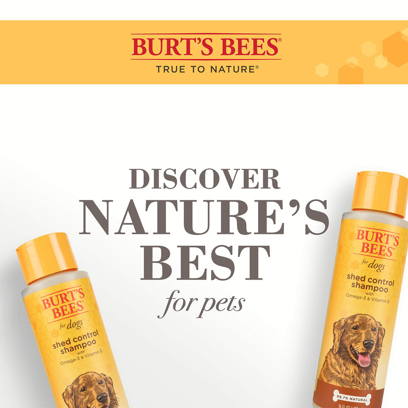 Burt's Bees for Dogs Shed Control Shampoo with Omega 3 and Vitamin E - Shedding Shampoo for Dogs, Burts Bees Dog Shampoo - Pet Shampoo, Deshedding Dog Shampoo, Natural Dog Shampoo, Dog Wash 16 Fl Oz - 1 Pack - PawsPlanet Australia