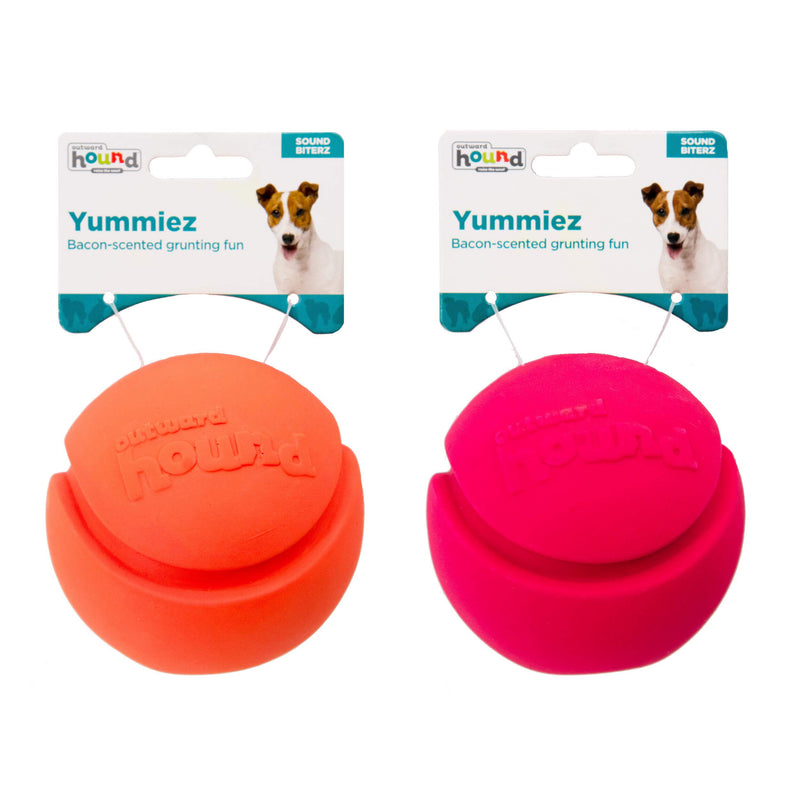 Outward Hound Tootiez, Accordionz, Pigglez, & Yummiez - Fun Latex Toys for Dogs Bacon Scented Yummiez Balls (2-Pack) - PawsPlanet Australia