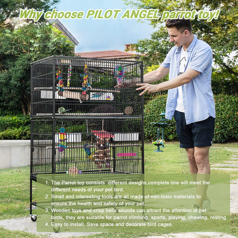 PILOT ANGEL Bird Perch Stand Bird Chewing Toys Bird Toys 5 Pcs for Parakeets Cockatiels, Macaws, Lovebirds, Finches - PawsPlanet Australia