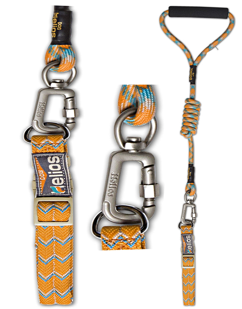 [Australia] - DOGHELIOS 'Dura-Tough' Easy Tension 3M Reflective Adjustable Multi-swivel Pet Dog Leash and Collar, Medium, Orange 