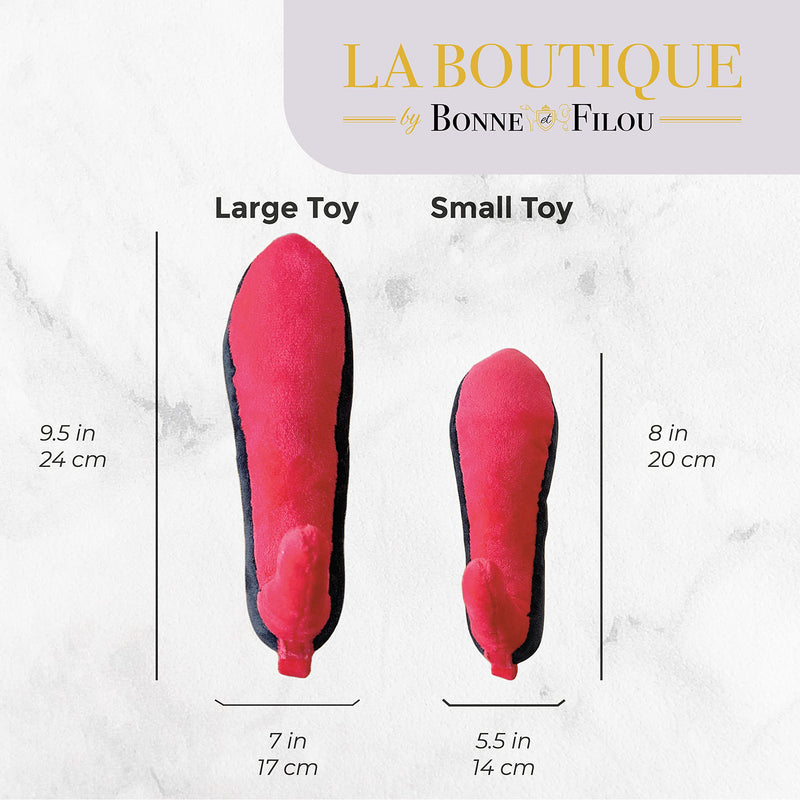 Bonne et Filou - Red High Heel Plush Dog Toy, Durable and Soft Dog Chew Toy, Perfect for Small, Medium or Large Breeds and a Great Dog Plush Toys for Aggressive Chewers (Small) - PawsPlanet Australia