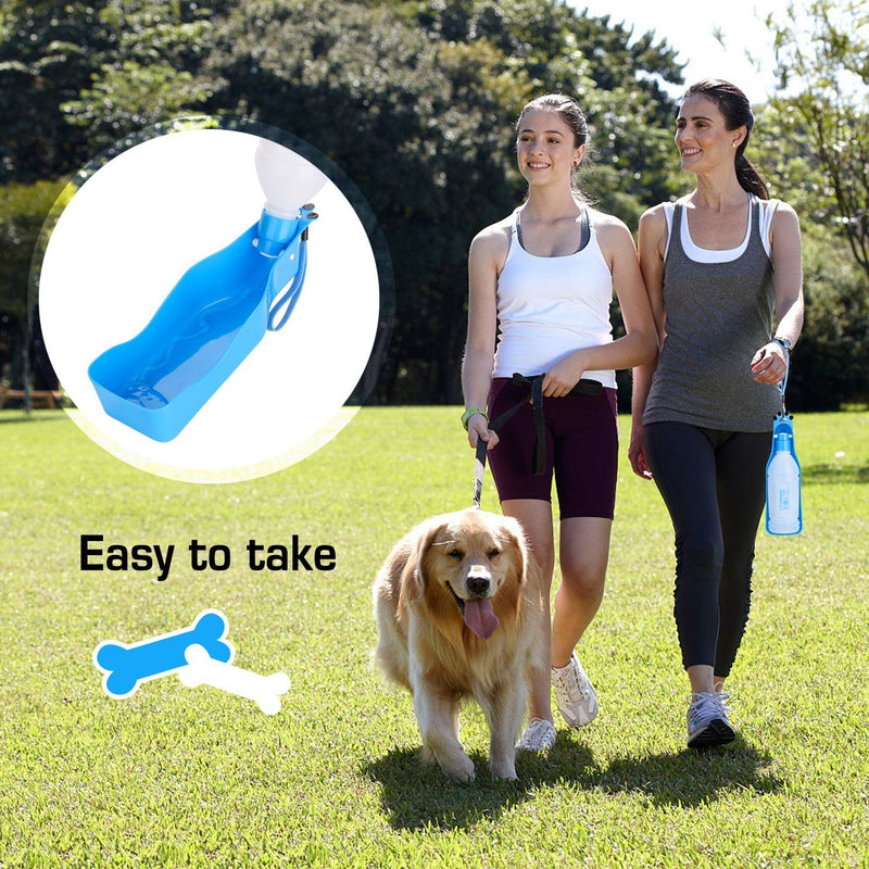 WADEO Dog Water Bottle for Walking with Strap Stand up Outdoor Portable Pet Drinking Dispenser with Bowl Attached for Travel - Blue 12oz - PawsPlanet Australia