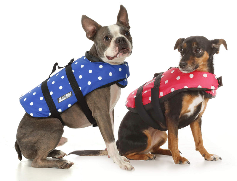 [Australia] - Seachoice 86270 Dog Life Vest - Adjustable Life Jacket for Dogs, with Grab Handle, Blue Polka Dot, Size XS, 7 to 15 Pounds 