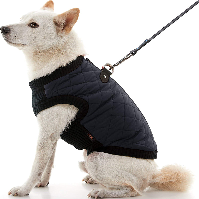 [Australia] - Gooby Fashion Dog Vest - Small Dog Sweater Bomber Dog Jacket Coat with D Ring Leash and Zipper Closure - Dog Clothes for Small Dogs Girl or Boy for Indoor and Outdoor Use X-Small chest (~9.5") Black 