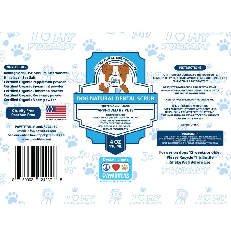 Pawtitas Natural Dog Toothpaste Powder Prevents Tartar Plaque Gum Disease Bad Breath a Natural Pet Dental Care and Breath freshener for Dogs 4 OZ Bottle - PawsPlanet Australia