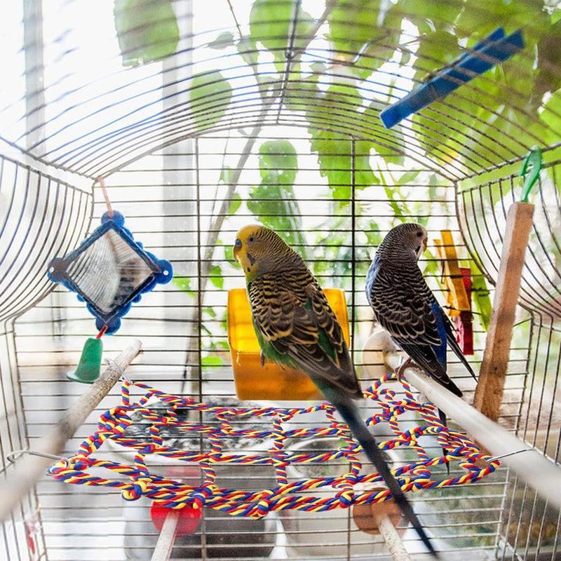 Yanmucy Small Animal Hammock Rat Toy Parrot Bird Toy Woven Climbing Net with 4 Hooks Rat Cage Accessories Rope Ladder Red - PawsPlanet Australia