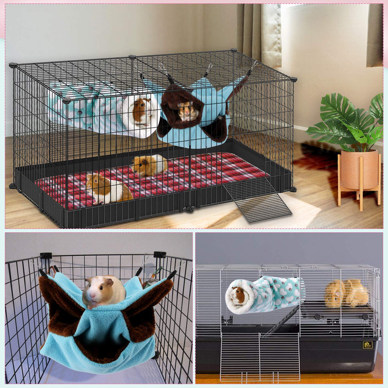 YUEPET Small Animal Hammocks Hanging Tunnel for Guinea Pig Hideout Ferret Sugar Glider Warm Swinging Bed for Rat Cage Accessories - PawsPlanet Australia