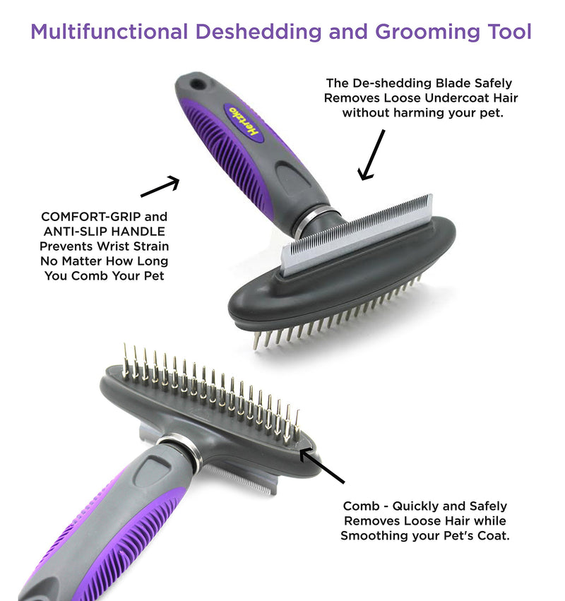 [Australia] - Hertzko Dog & Cat Comb and Deshedding Tool 2 in 1 Great Grooming Tool - Removes Loose Undercoat, Mats and Tangled Hair from Your Pet's Fur 