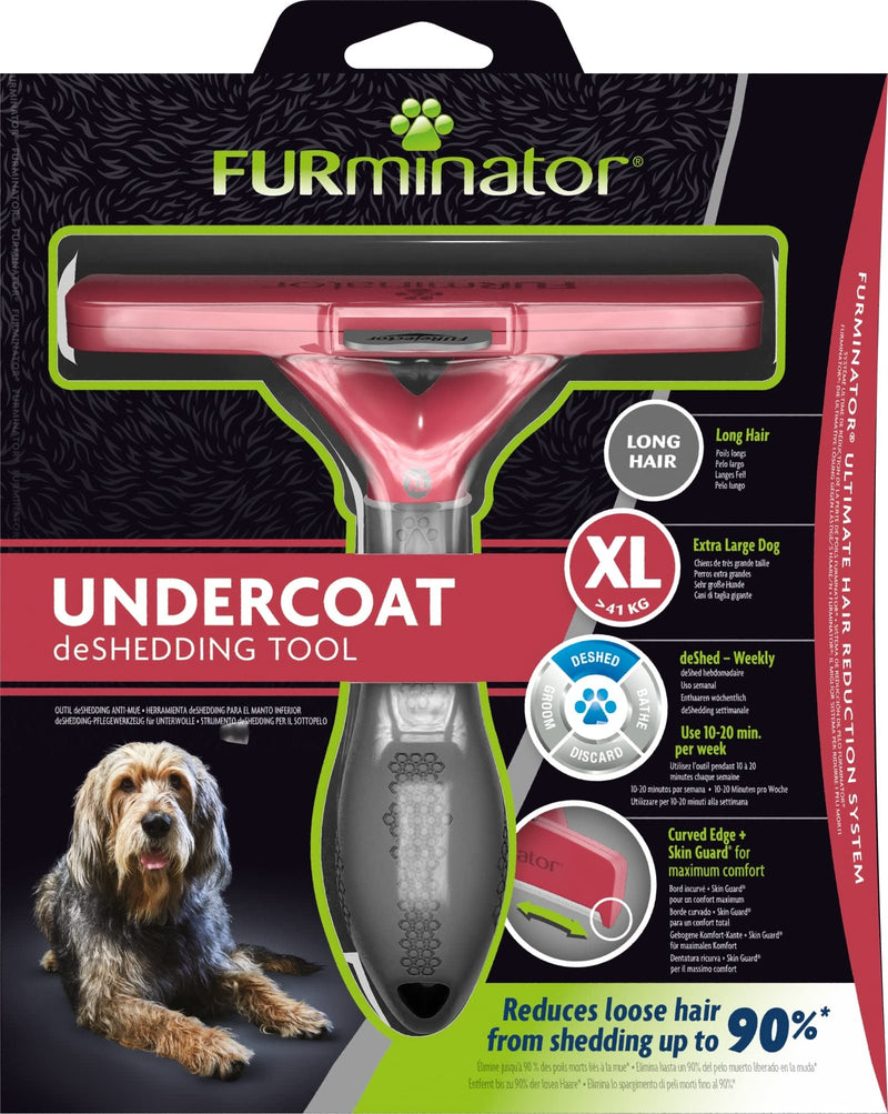 FURminator deShedding tool dog size XL long hair - dog brush for very large dogs to remove the undercoat - improved design clear - PawsPlanet Australia