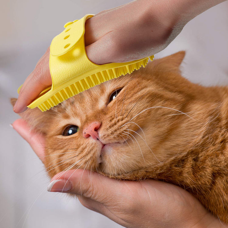 [Australia] - 4 Pieces Pet Bath Brush Dog Washing Brush Rubber Dog Brush Cat Grooming Brush Pet Shampoo Brush for Dogs and Cats with Short or Long Hair 