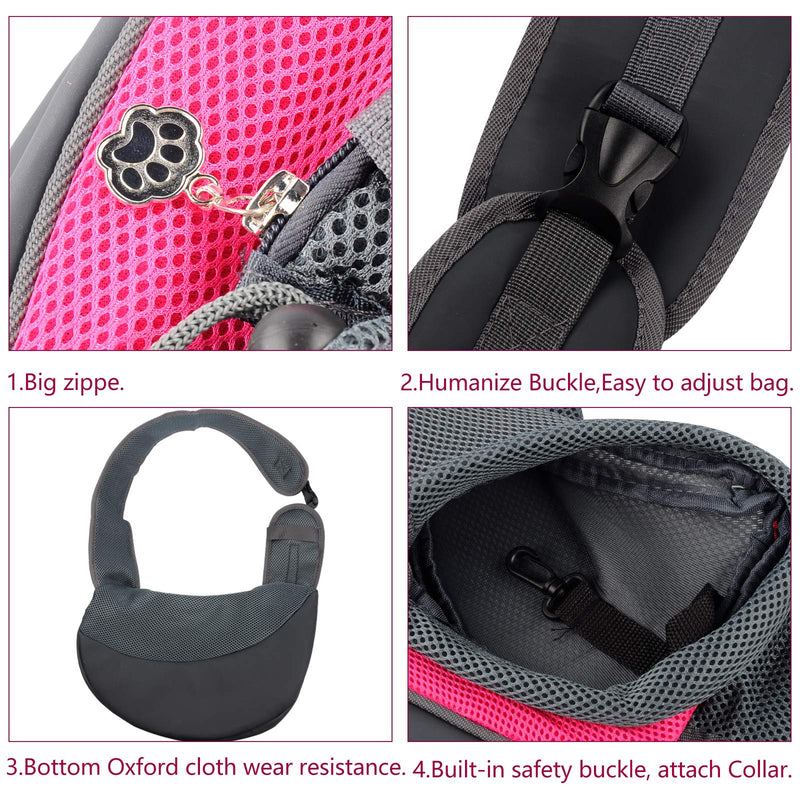 Patience Pet Dog Sling Carrier Breathable Mesh Traveling Safe Sling Bag Carrier for Small Dogs Cats S(up to 5 lbs) Pink - PawsPlanet Australia