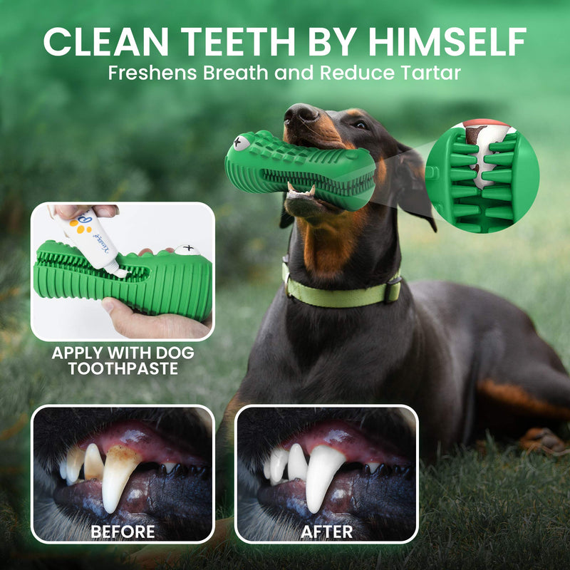 Dog Squeaky Chew Toys for Aggressive Chewers Medium Large Breed Dog Interactive - Indestructible - Durable Toy for Chewers Dogs - 100% Natural Rubber - Dog Dental Toothbrush Teeth Cleaning Chewing Toy - PawsPlanet Australia