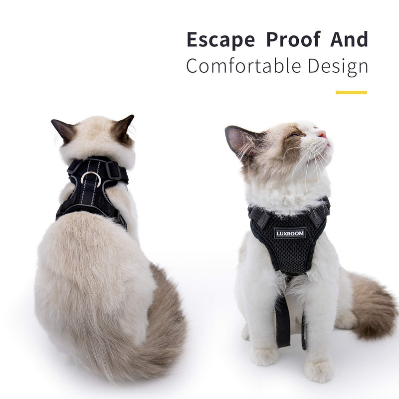 Luxroom Black Cat Harness and Leash for Walking Adjustable, Cat Halter and Leash Escape Proof, Cat Leash and Harness Set Small Dogs Rabbits XS - PawsPlanet Australia