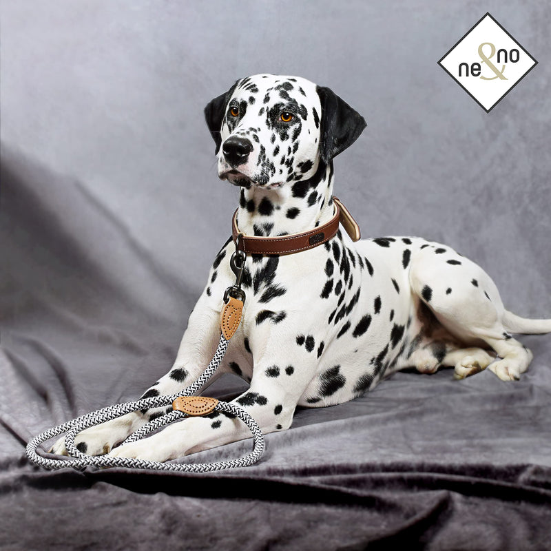 ne&no® dog leash (black/white/gray) rope leash for dogs I training leash for dogs I round lead, braided I hand loop rope leash dog I city leash I 1.2m dog leash black / white / gray - PawsPlanet Australia