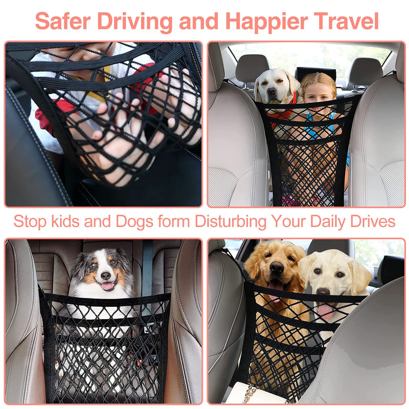 Universal Elastic Mesh Net Trunk Bag, 3-Layer Pet Barrier, Dog Net Barrier for Car Backseat, Car Net Pocket Between Seats (1PC) 1 - PawsPlanet Australia