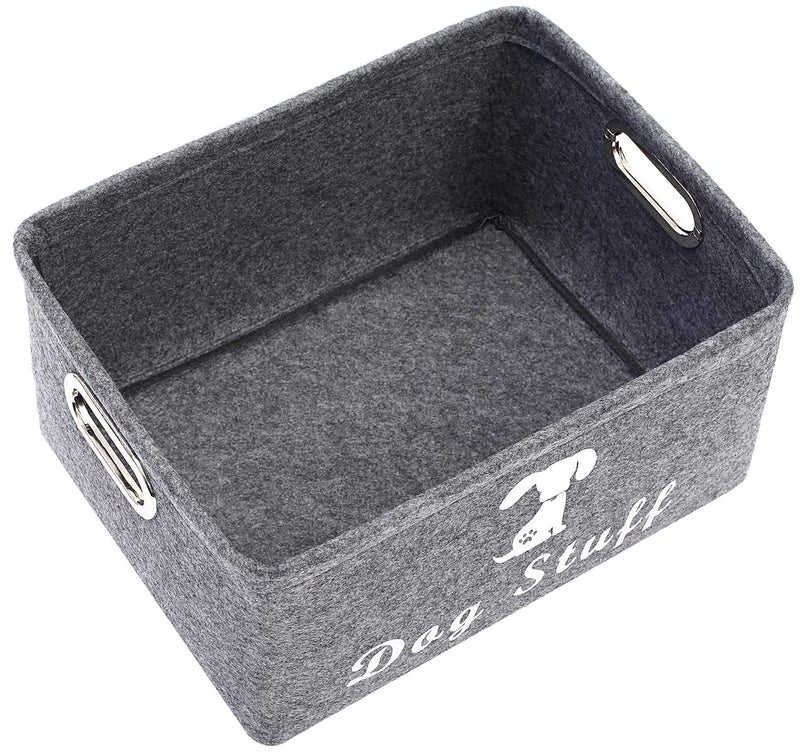 [Australia] - Geyecete Dog Apparel & Accessories/Dog Toys/Pet Supplies Storage Basket/Bin with Handles, Collapsible & Convenient Storage Solution for Office, Bedroom, Closet, Toys, Laundry "Dog Stuff" Grey 