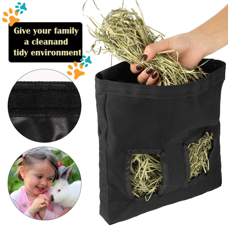 2 Pieces Guinea Pig Hay Bag Rabbit Feeding Bag Small Animal Hay Feeder Bag Hanging Feeder Sack for Rabbit Guinea Pig Chinchilla Hamsters Small Animals Hay Storage (Black) Black - PawsPlanet Australia