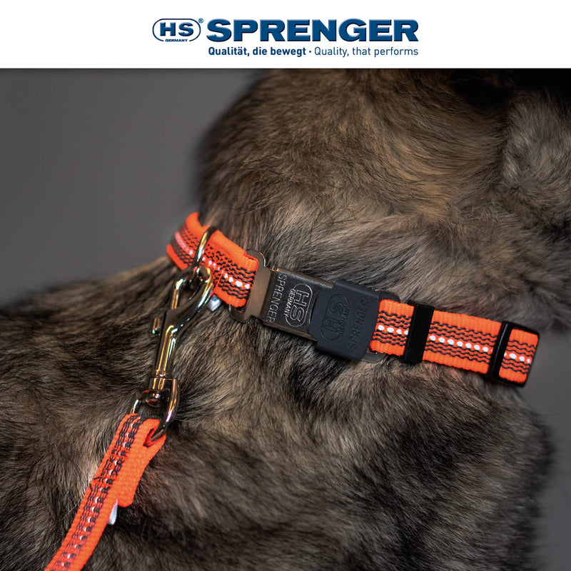 Herm Sprenger – Adjustable Rubberized Reflective Dog Collar for Medium Large Dogs with ClickLock Buckle – Overall Length 16-22 inches Orange - PawsPlanet Australia