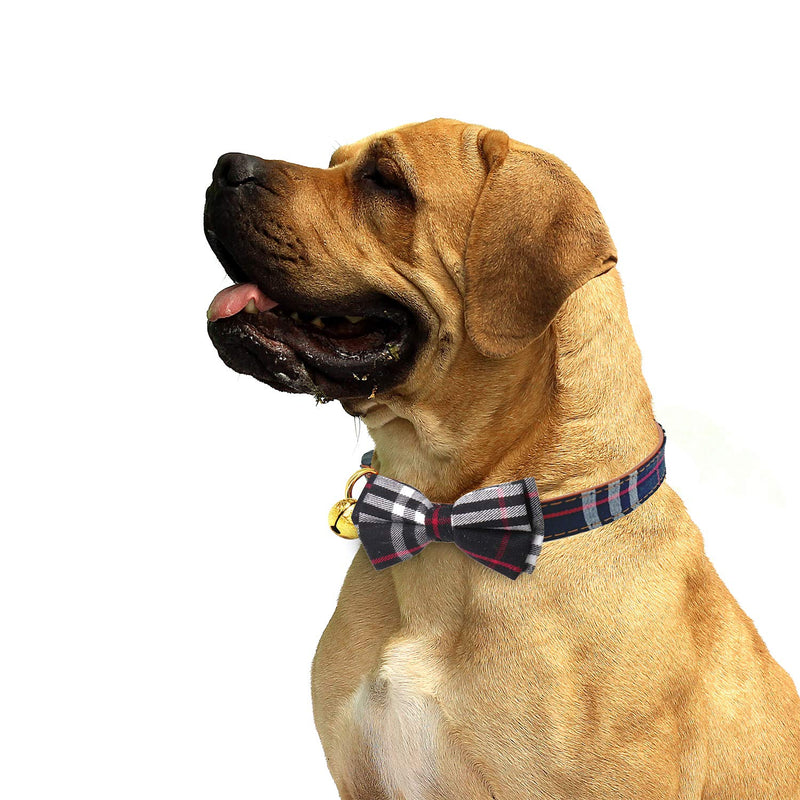 [Australia] - KUDES 2 Pack/Set Dog Collars with Bow Tie and Bells, Adjustable Cute Dog Bow Ties Collar for Small/Medium/Large Boys and Girls Pets M(11.8''-17.8'') Brown+Black 