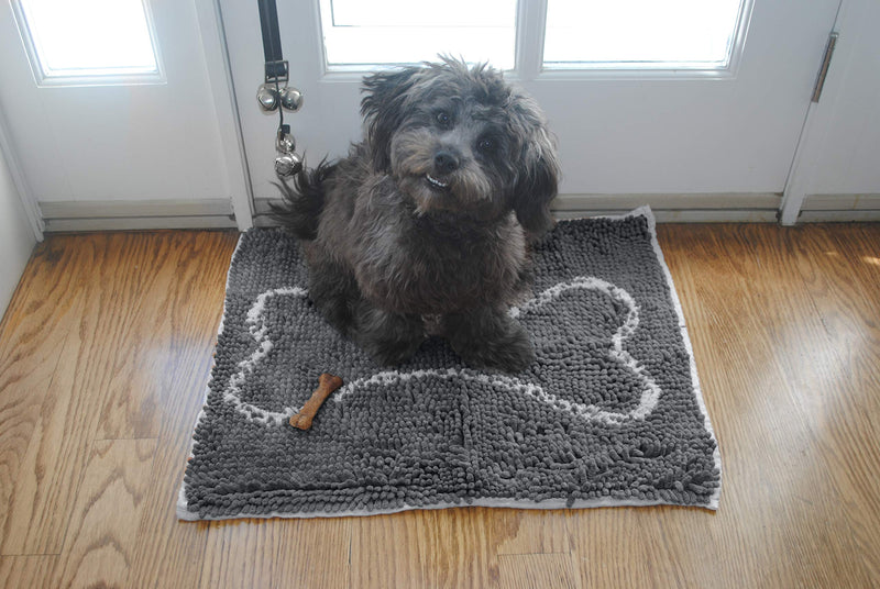 [Australia] - Soggy Doggy Slopmat Small 18" x 24" Microfiber Chenille Placemat for Sloppy Dogs, Grey 