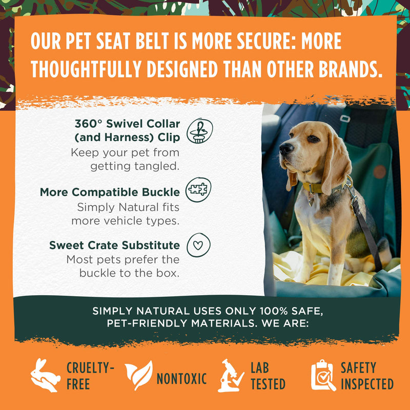 𝗔𝗱𝗷𝘂𝘀𝘁𝗮𝗯𝗹𝗲 𝗣𝗿𝗲𝗺𝗶𝘂𝗺 Pet Seat Belt Restraint By Simply Natural – Bungee Buffer 70-80cm Dog Seatbelt for Car with Compatible Pet Seatbelt Clip - PawsPlanet Australia