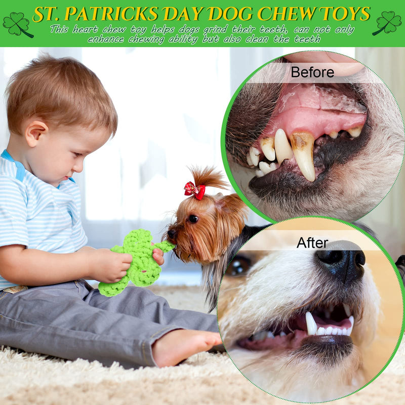 4 Pcs St. Patricks Day Dog Rope Toys Pet Rope Chew Toys Durable Bone Shamrocks Holiday Dog Toys for Small Dogs Puppy Teething St. Patricks Day Dog Supplies Irish Gifts - PawsPlanet Australia