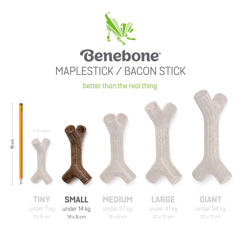 Benebone Maplestick/Bacon Stick Durable Dog Chew Toy for Aggressive Chewers, Made in USA REAL Bacon Small - PawsPlanet Australia