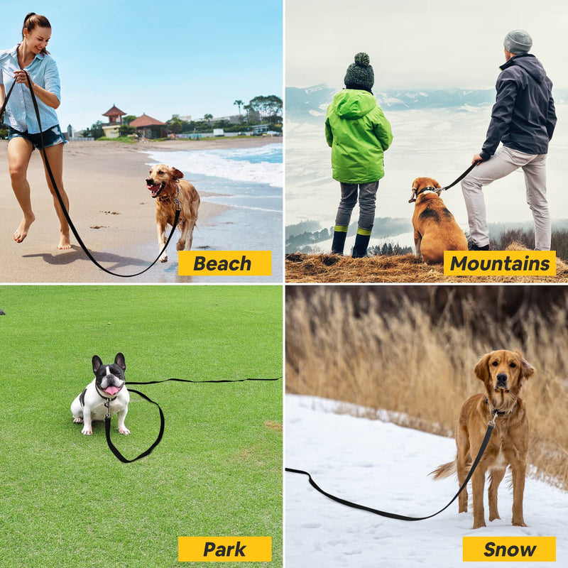 Petbobi 50ft 100ft Dog Training Leash for Obedience Recall Training, Long Leash for Dogs Outside with 360° Tangle Free and Nylon, Long Dog Leash for Playing & Camping, Hiking and Swimming, Black 50FT/Black - PawsPlanet Australia