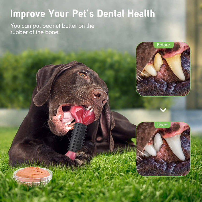 Dog Toys for Aggressive Chewers Large Medium Breed, Apasiri Dog Chew Toys, Dog Bones Made with Natural Rubber and Nylon, Large Dog Toys, Puppy Chew Toys Teething Toys Indestructible Durable Tough Medium & Large Black-Bacon Flavor - PawsPlanet Australia