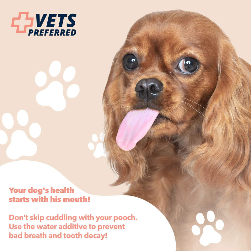 Vets Preferred Dog Breath Freshener Water Additive - Fights Bad Breath, Removes Plaque and Tartar, Prevents Gum Disease - Dog Mouthwash with mild Mint Flavor - PawsPlanet Australia