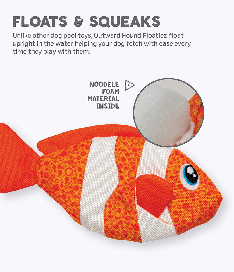 [Australia] - Outward Hound Floatiez Dog Toy - Floating Fetch Pool Toy, Great for Summer Water Fun Clown Fish 