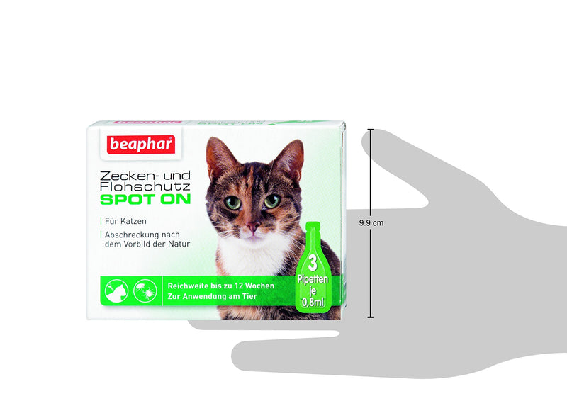 beaphar Spot On Tick and Flea Protection for Cats, Tick and Flea Protection with Margosa Extract, 3 x 0.8 ml & Flea Protection Collar for Cats | Tick protection for cats - PawsPlanet Australia