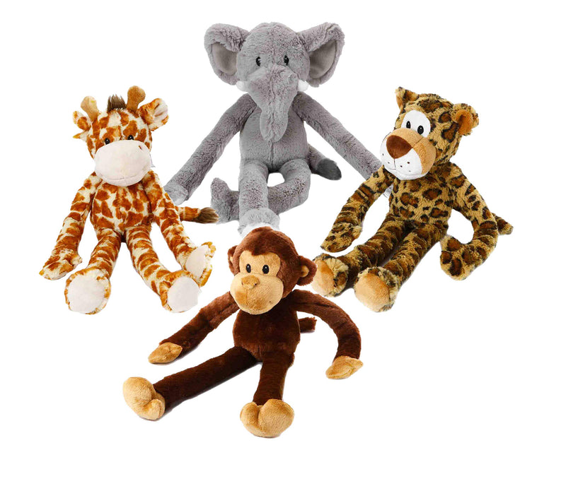 Multipet Swingin Safari Monkey 22-Inch Large Plush Dog Toy with Extra Long Arms and Legs with Squeakers brown - PawsPlanet Australia