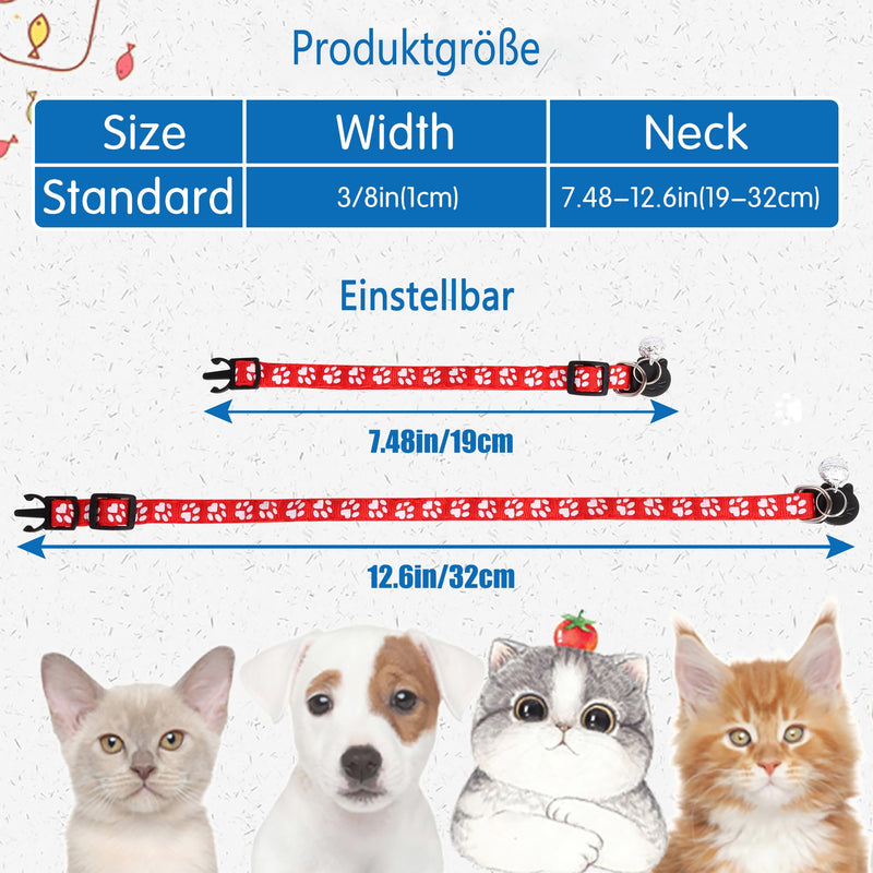 Reflective Cat Collar with Bell, 12 Pack Adjustable Kitten Collar with Breakaway Buckle, Safe Quick Release Cat Collar for Kittens, Puppies, Small Pets Colorful - PawsPlanet Australia