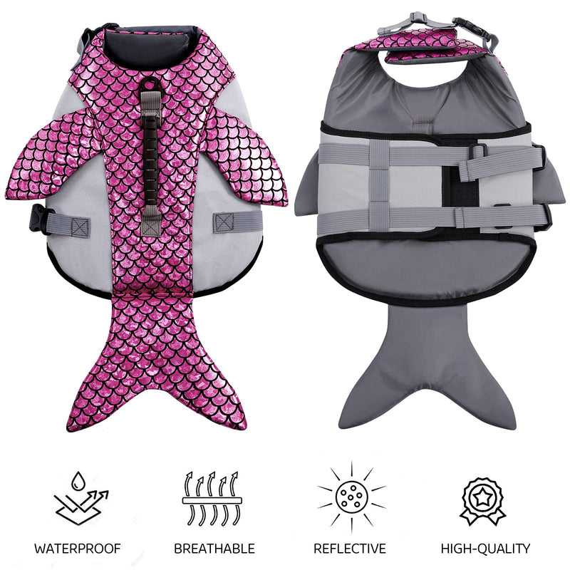 ASENKU Dog Life Jacket, Ripstop Dog Safety Vest, Adjustable Dog Lifesaver Pet Life Preserver with High Buoyancy and Durable Rescue Hand for Small Medium Large Dogs X-Small Pink - PawsPlanet Australia
