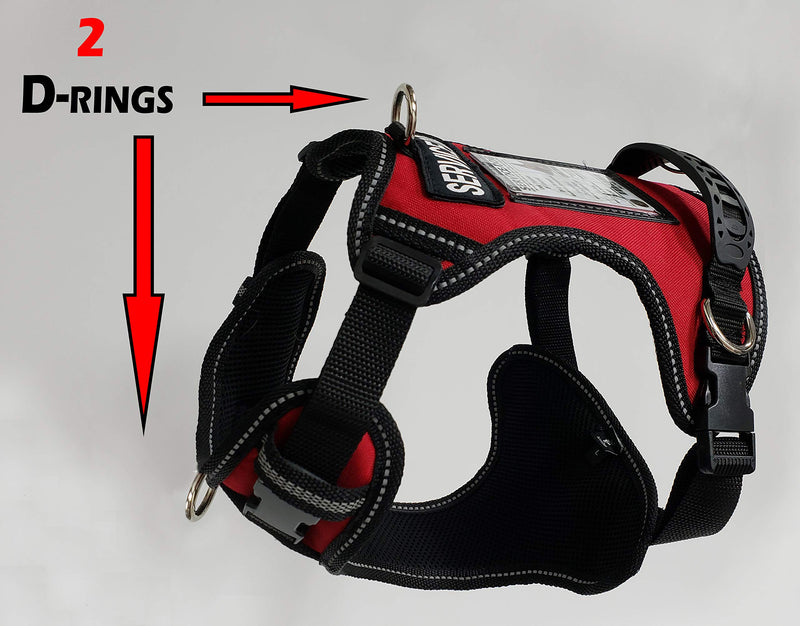 [Australia] - Activedogs No Pull Service Dog Harness - Red - Front D-Ring -Quick Release - Clear ID Pocket Window - Molded Handle for Easy Grab Med/Lg (24"-32") 